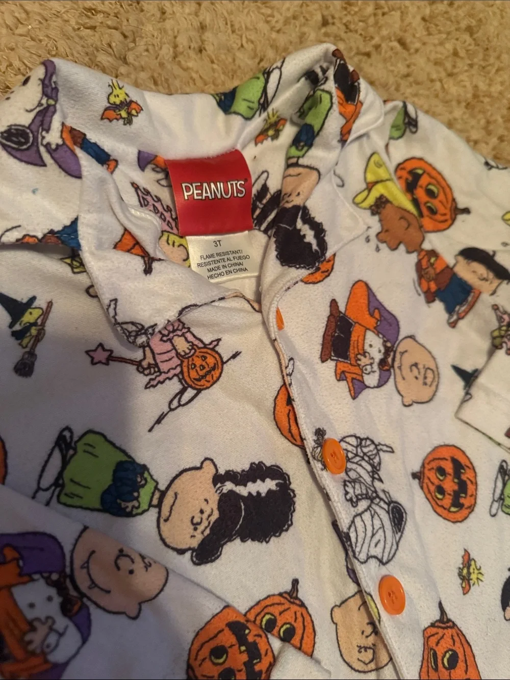 The Great Pumpkin Charlie Brown Pajama Set Boys 3T (Halloween Theme) 🎃